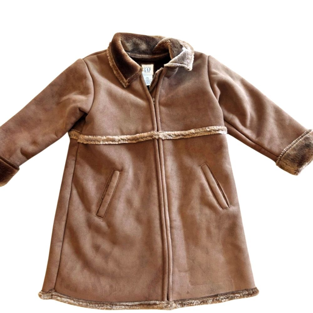 Baby Gap Faux Suede Coat with Faux Fur Lining Mid Length Size 4XL 4 Years